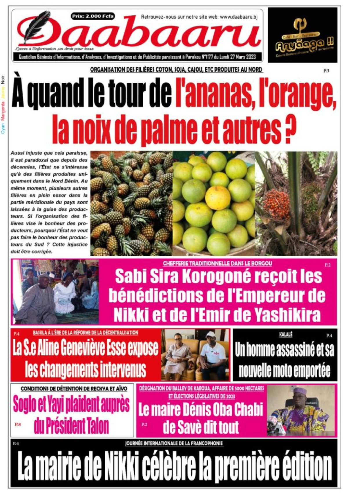 UNE DU LUNDI 27 MARS 2023