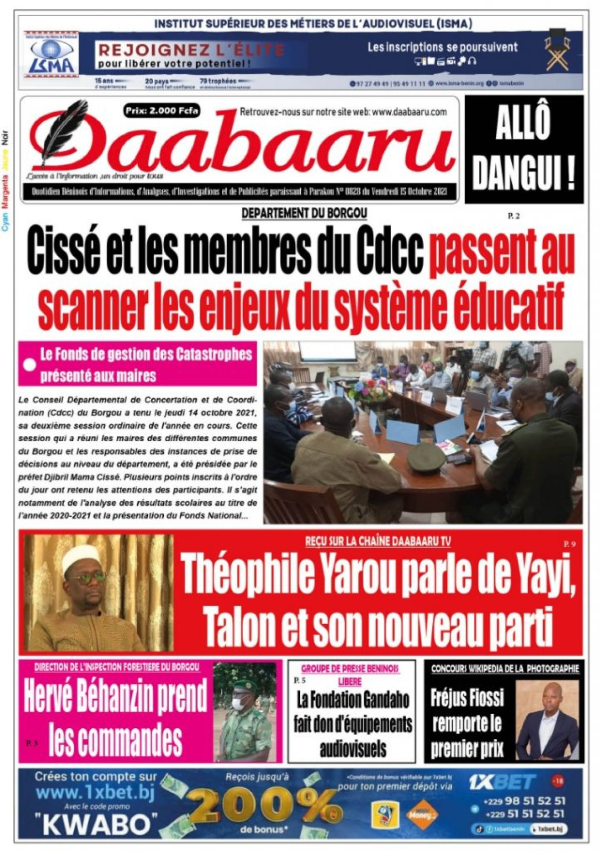 Parution du vendredi 15 octobre 2021