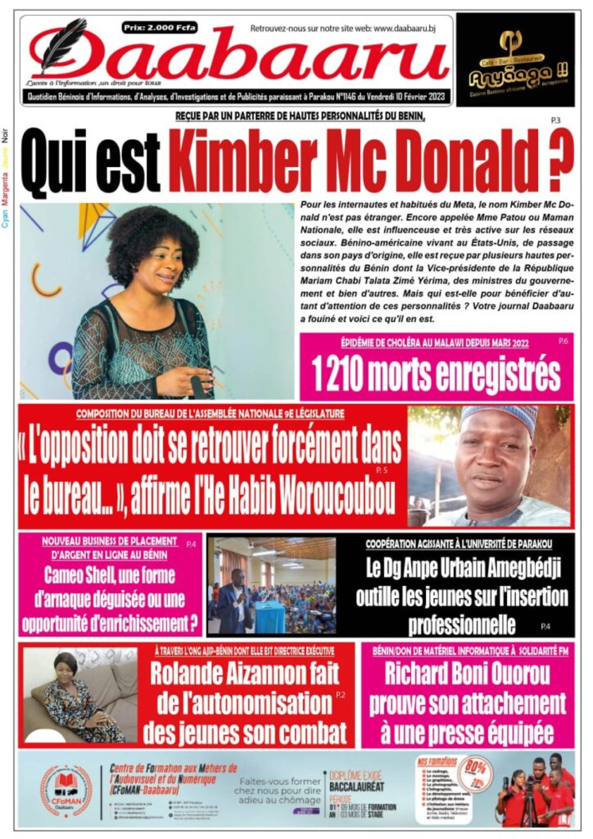 UNE DU VENDREDI 10 FÉVRIER 2023