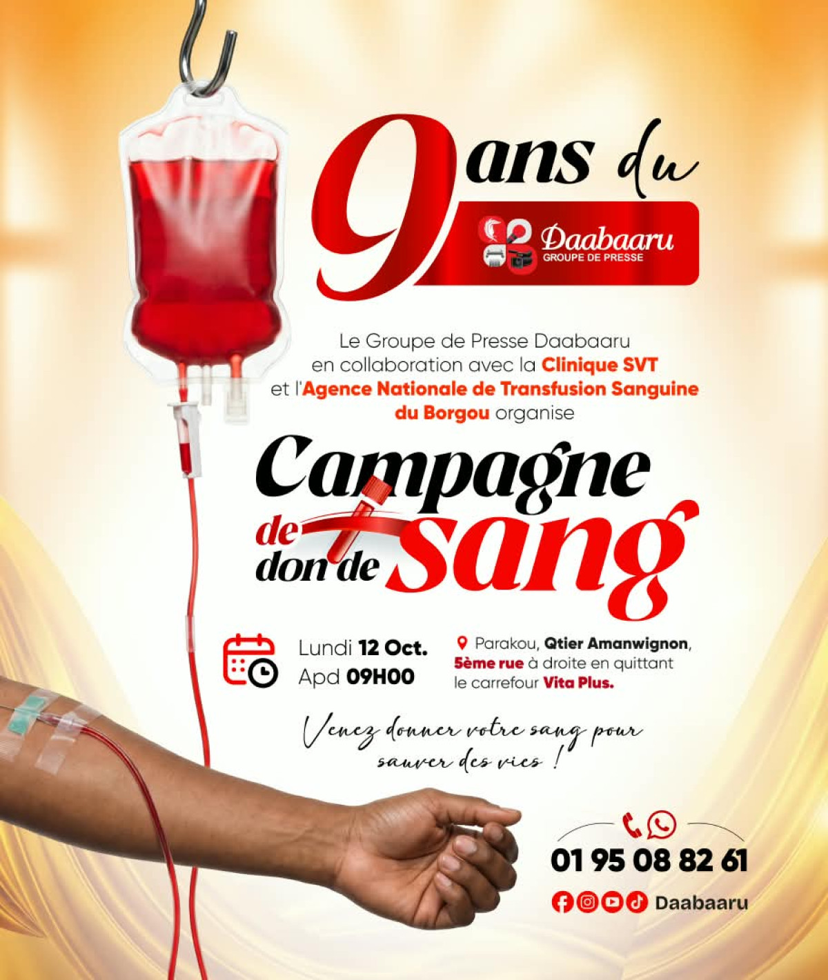 Campagne de don de sang à Parakou: pour souffler ses 9 bougies, le groupe de presse Daabaaru veut sauver des vies