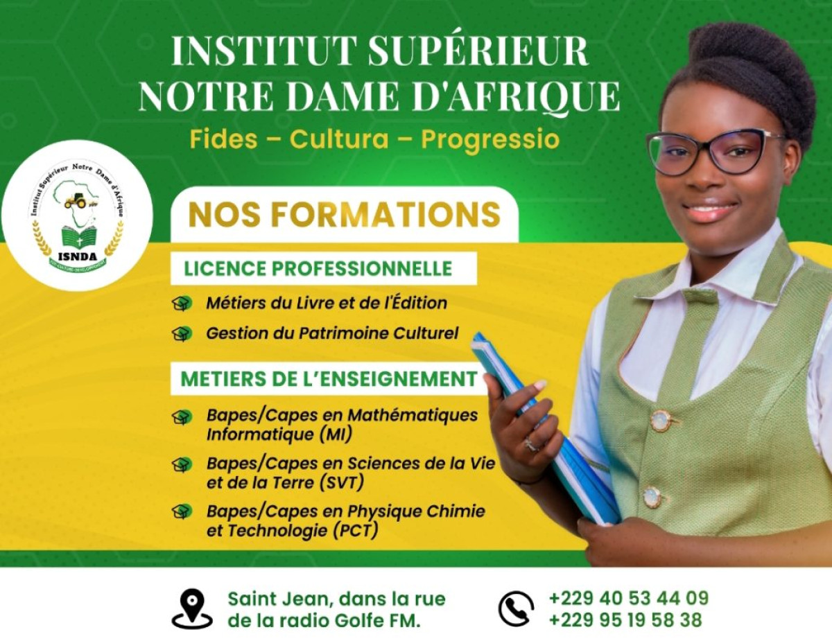 INSTITUT SUPÉRIEUR NOTRE DAME D&rsquo;AFRIQUE DU BÉNIN :  L&rsquo;Université qu&rsquo;il vous faut pour des formations de qualité  