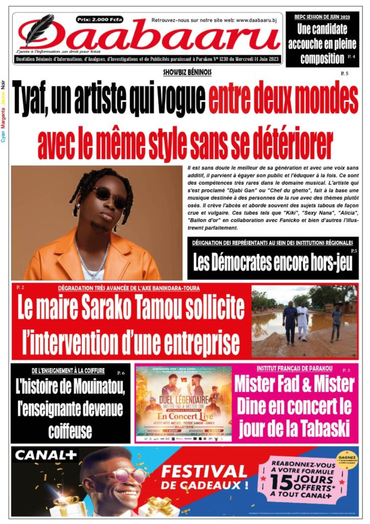 UNE DU MERCREDI 14 JUIN 2023