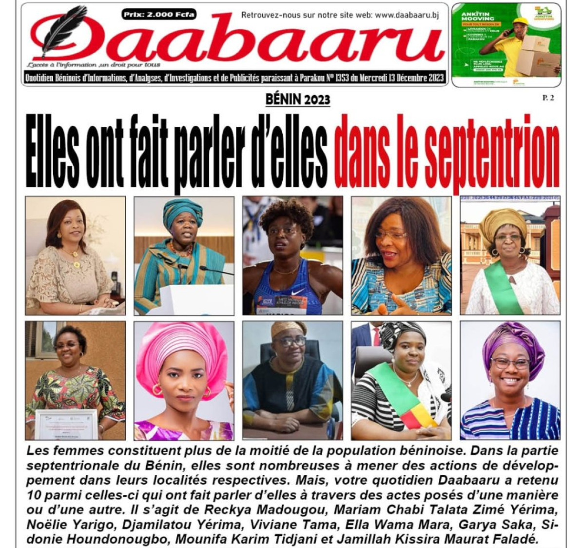 BÉNIN 2023 : Elles ont fait parler d&rsquo;elles dans le septentrion