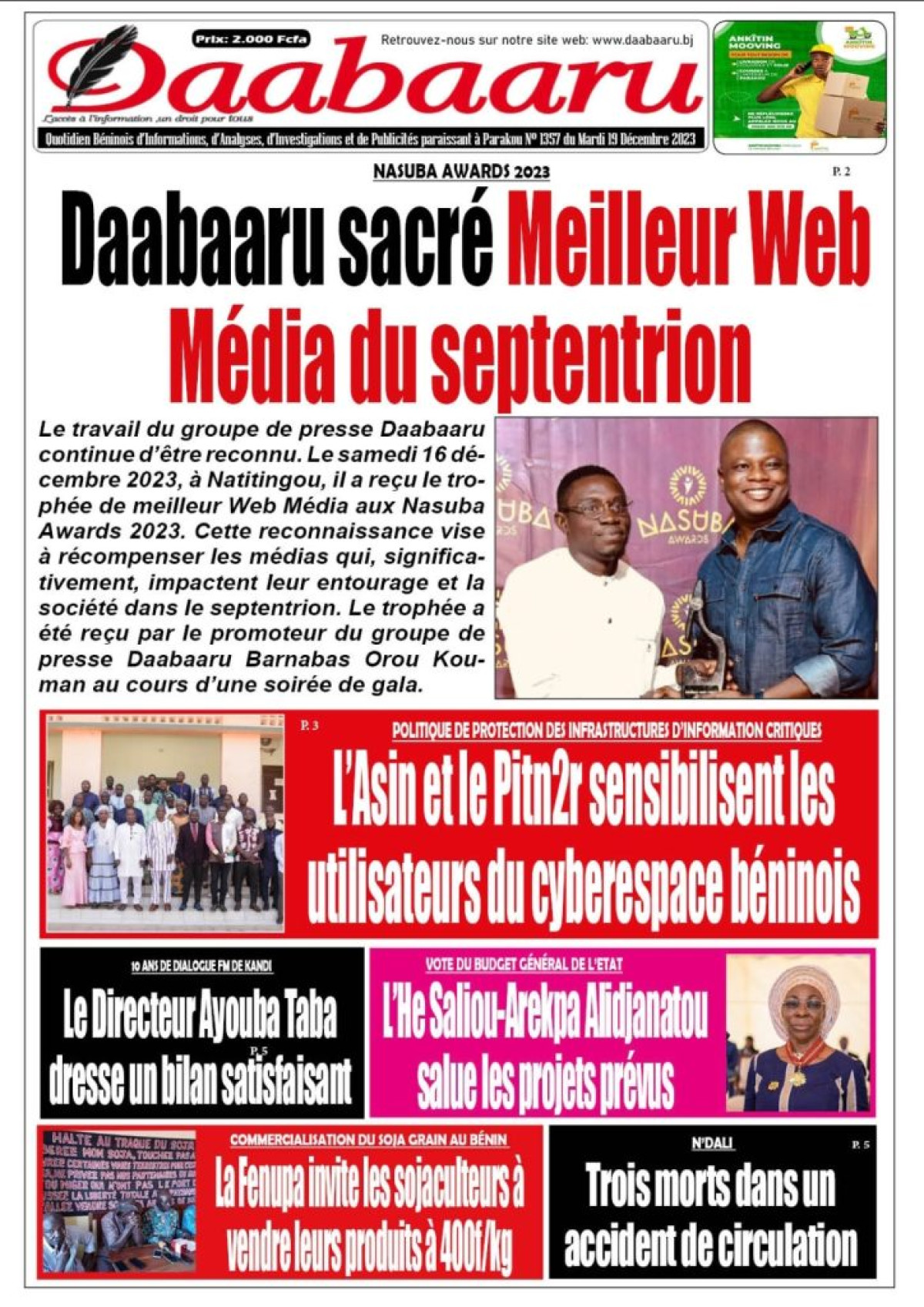 Parution du mardi 19 décembre 2023