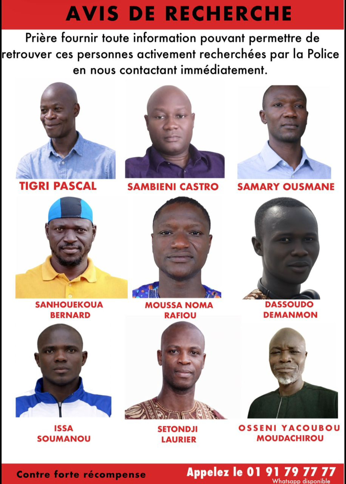 Affaire coup d'état déjoué au Bénin: Pascal Tigri et huit autres personnes activement recherchées