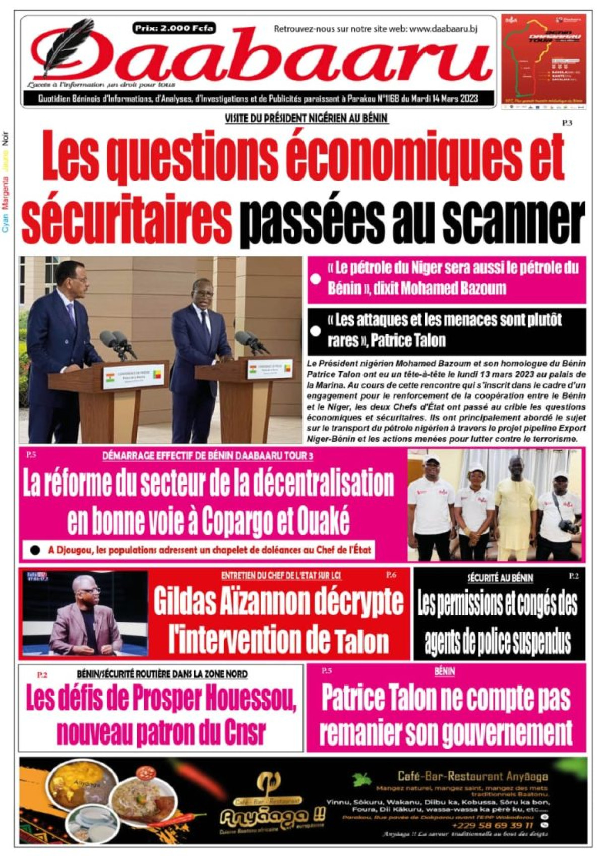 UNE DU MARDI 14 MARS 2023