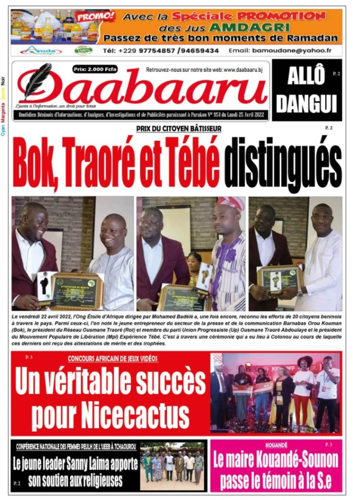 UNE DU LUNDI 25 AVRIL 2022