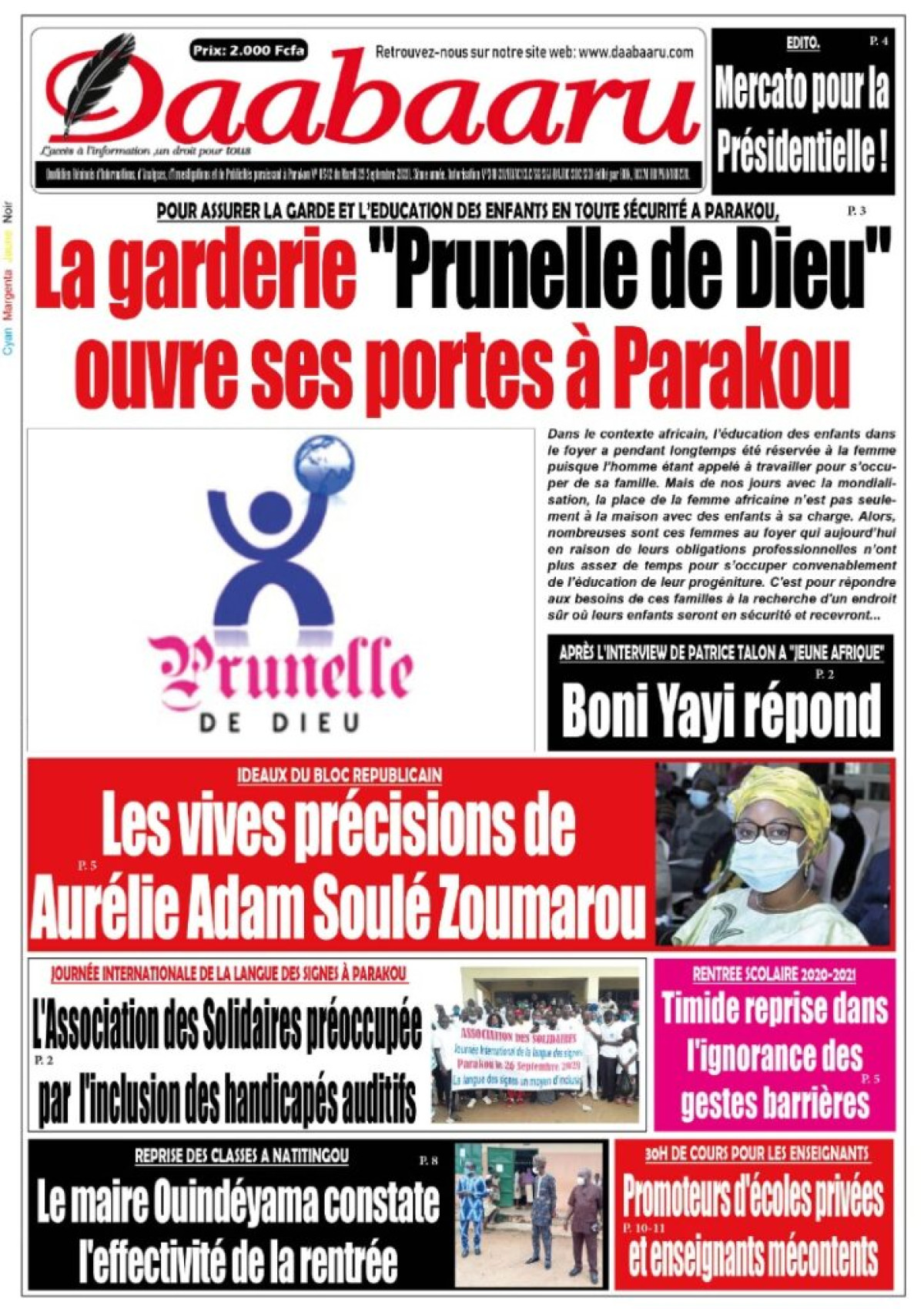 Parution du mardi 29 septembre 2020