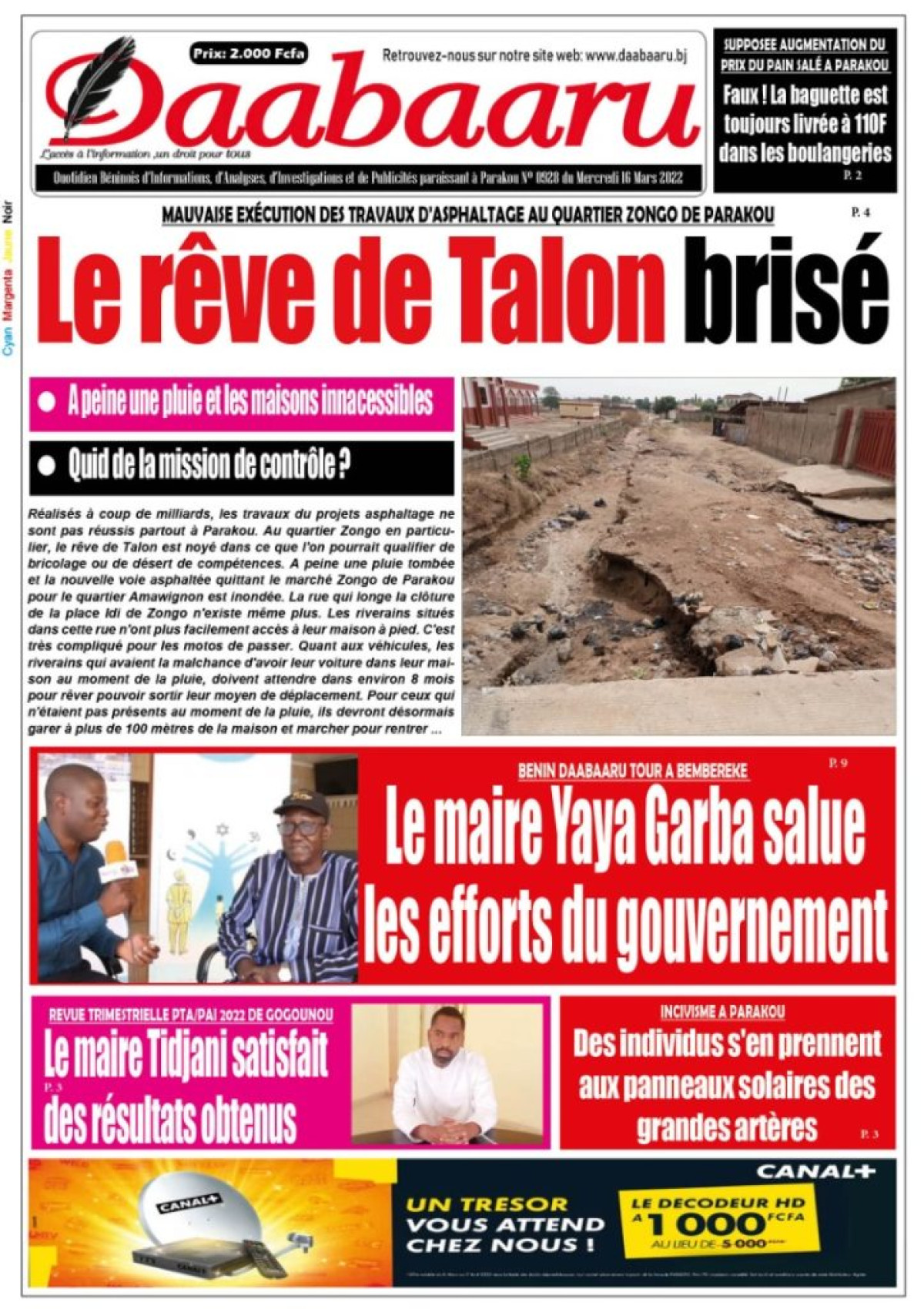 UNE DU MERCREDI 16 MARS 2022
