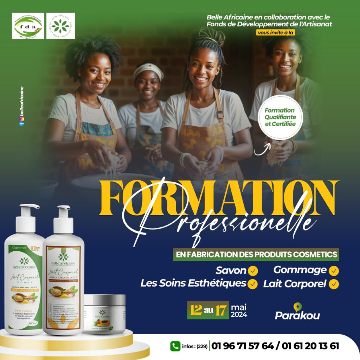 Formation sur la fabrication des produits cosmétiques: Devenez experts avec Belle Africaine et le Fda