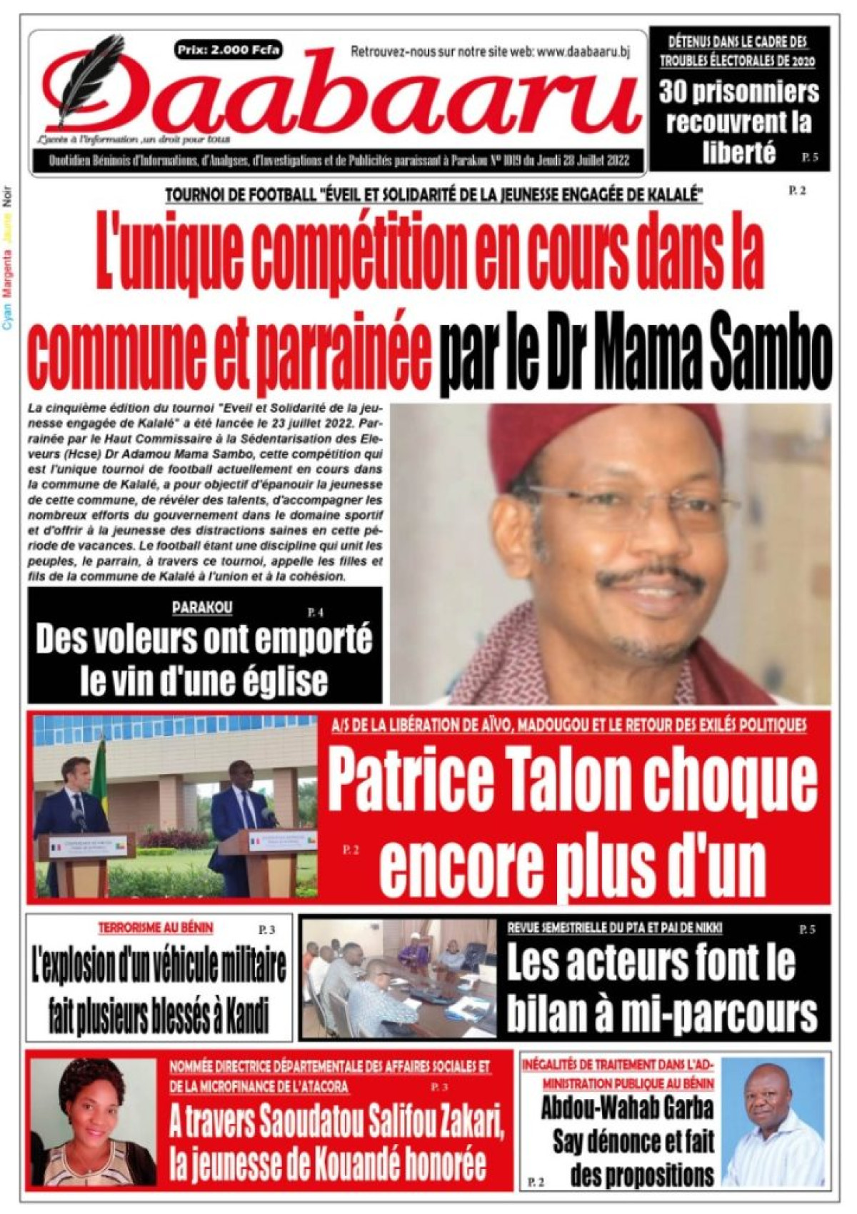 UNE DU JEUDI 28 JUILLET 2022