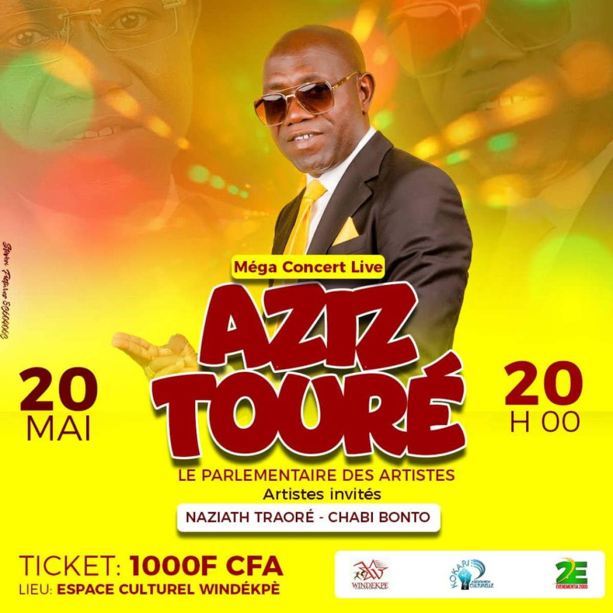 SHOWBIZ PARAKOIS : Aziz Touré en méga concert live samedi 20 mai 2023  . Les tickets disponibles sur les 95548979 / 94693884