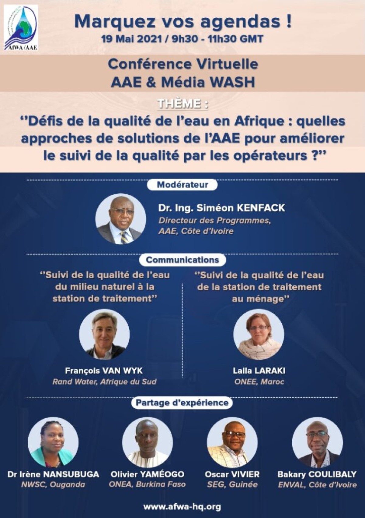 ASSOCIATION AFRICAINE DE L&rsquo;EAU (AAE) : Une conférence virtuelle prévue pour le 19 mai prochain