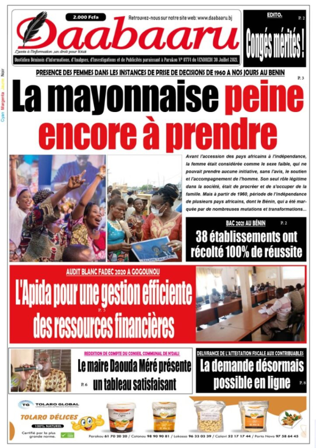 Parution du vendredi 30 juillet 2021