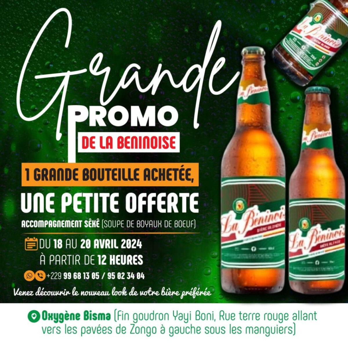 GRANDE PROMOTION DE LA BOISSON BÉNINOISE À PARAKOU : Une grande bouteille achetée, une petite offerte