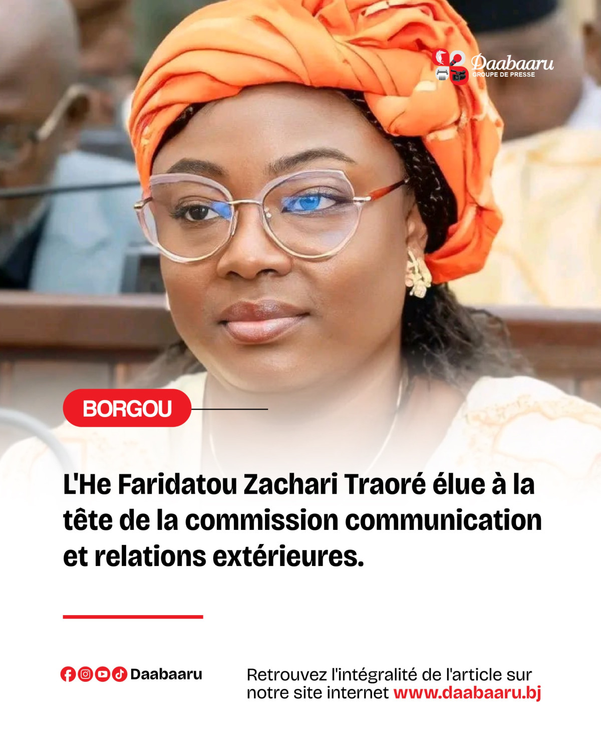 Caucus des femmes parlementaires du Bénin: l'honorable Faridatou Zachari Traoré prend les rênes de la communication et des relations extérieures