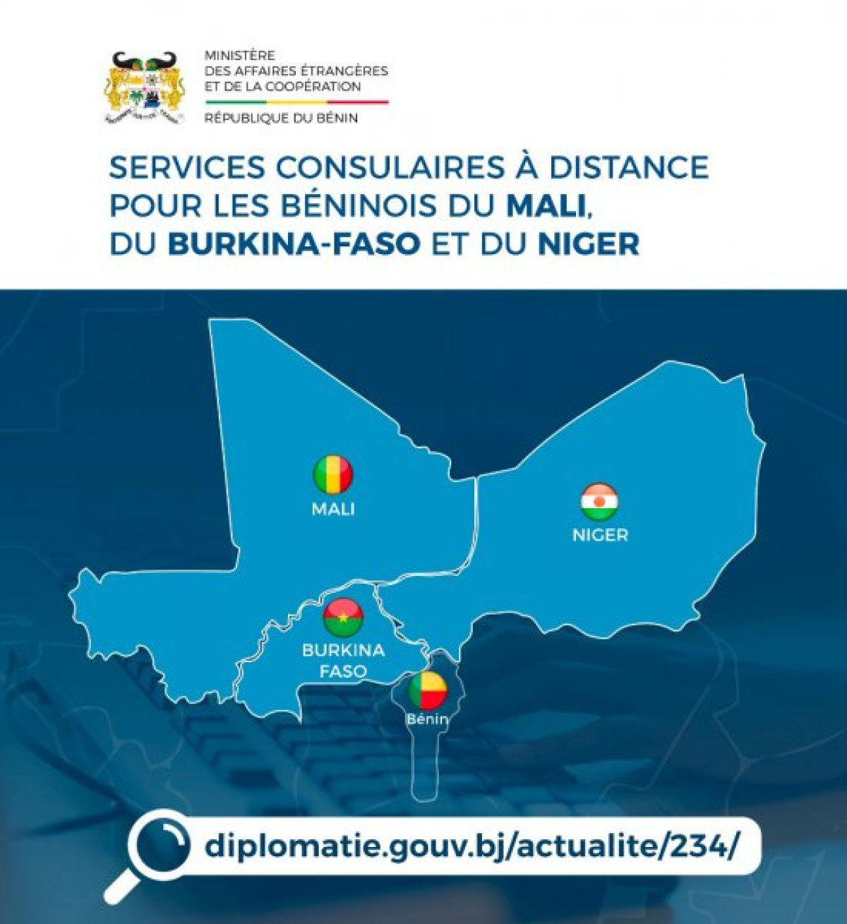 POUR LES BENINOIS DU MALI, BURKINA-FASO ET NIGER: La demande des pièces consulaires disponible en ligne