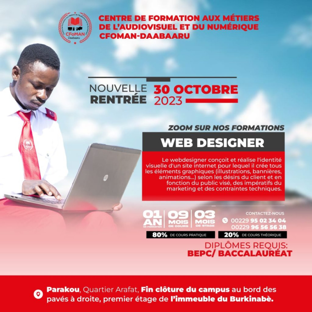 FORMATION DANS LE DOMAINE DU NUMÉRIQUE À PARAKOU :  Devenez Développeur Web professionnel en vous inscrivant au Cfoman-Daabaaru