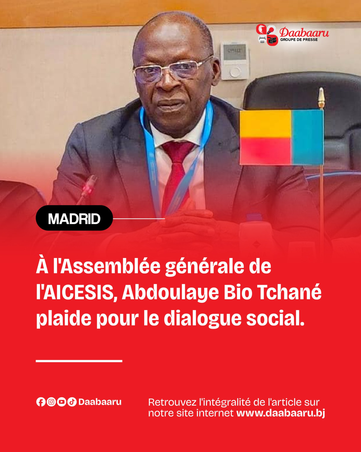 L'Aicesis à Madrid: Bio Tchané plaide pour la promotion du dialogue social
