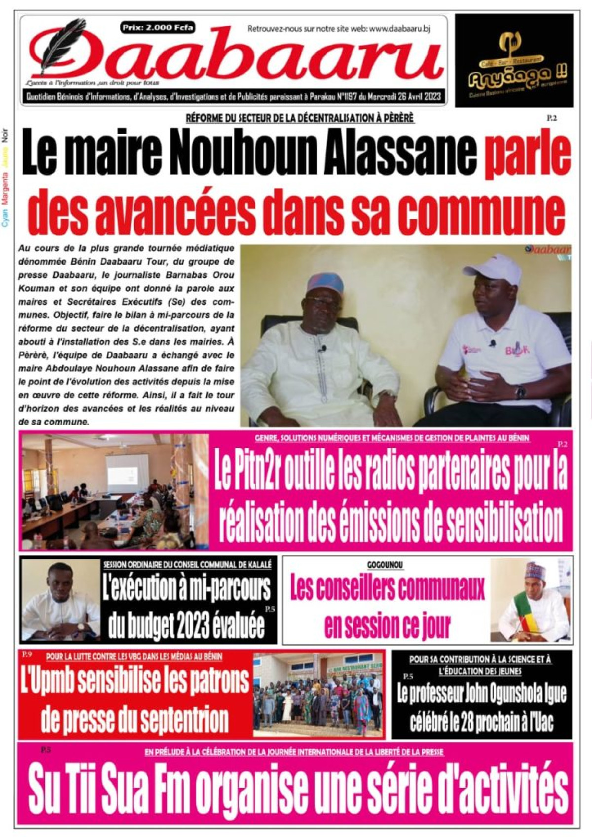 UNE DU MERCREDI 26 AVRIL 2023