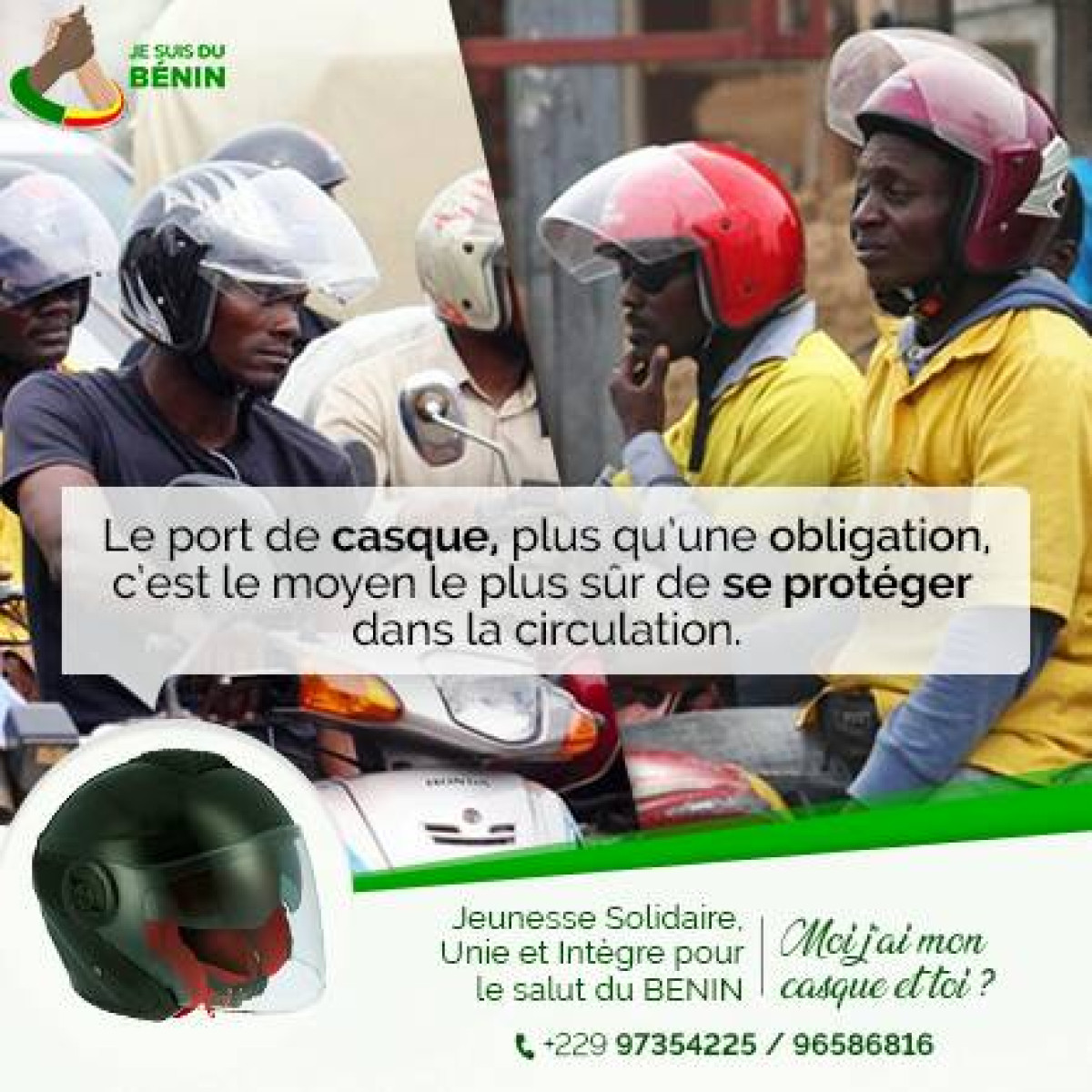 PORT OBLIGATOIRE DE CASQUE A PARAKOU : « Je suis du Bénin » accompagne l’initiative par des sensibilisations