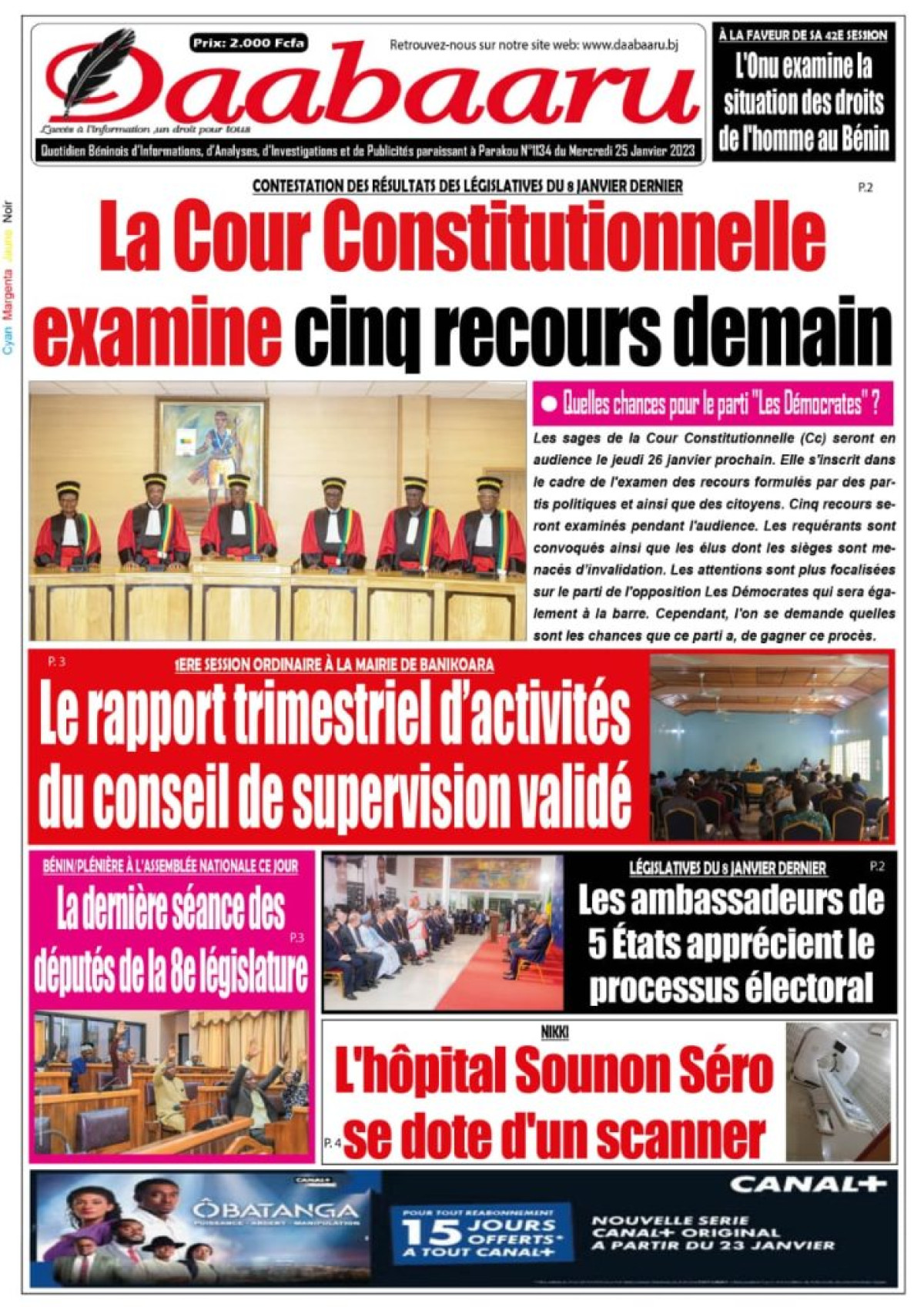 UNE DU MERCREDI 25 JANVIER 2023