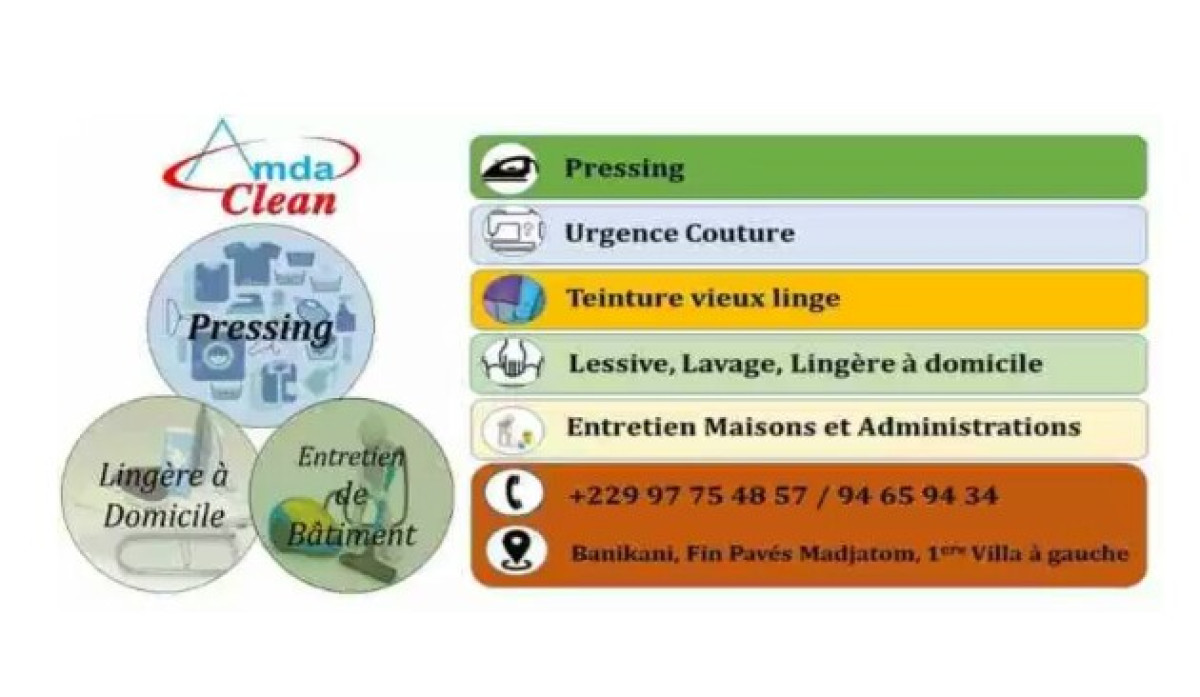 POUR LA PROPRETÉ ET LONGÉVITÉ DE VOS LINGES, Choisissez le pressing Amda Clean