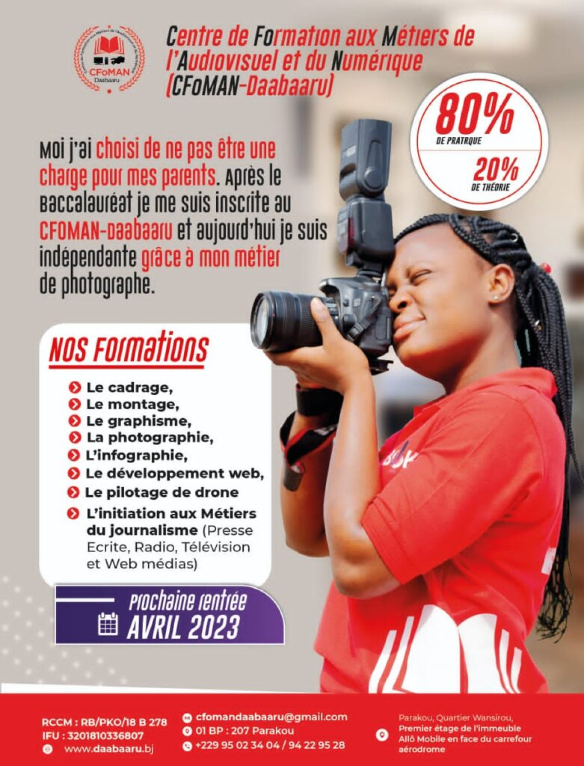 APRÈS SA FORMATION DANS LE DOMAINE DU NUMÉRIQUE ET DE L’AUDIOVISUEL À PARAKOU : Gloria Chabi fait un témoignage sur la qualité de la formation au Cfoman-Daabaaru