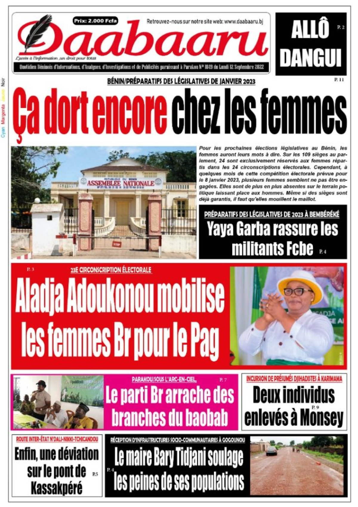 UNE DU LUNDI 12 SEPTEMBRE 2022