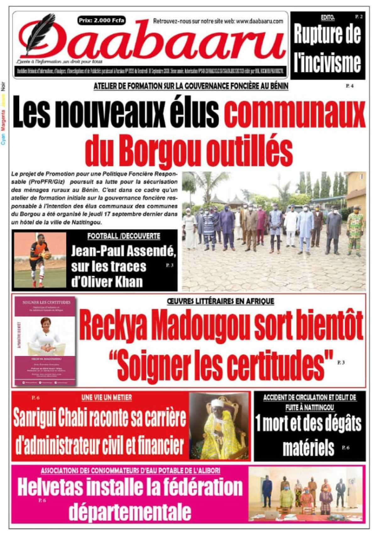 Parution du vendredi 18 septembre 2020