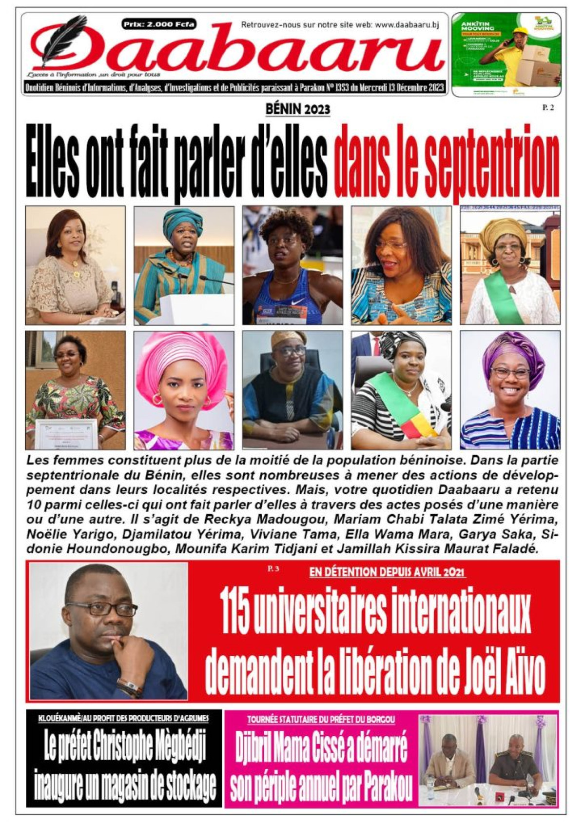 Parution du mercredi 13 novembre 2023