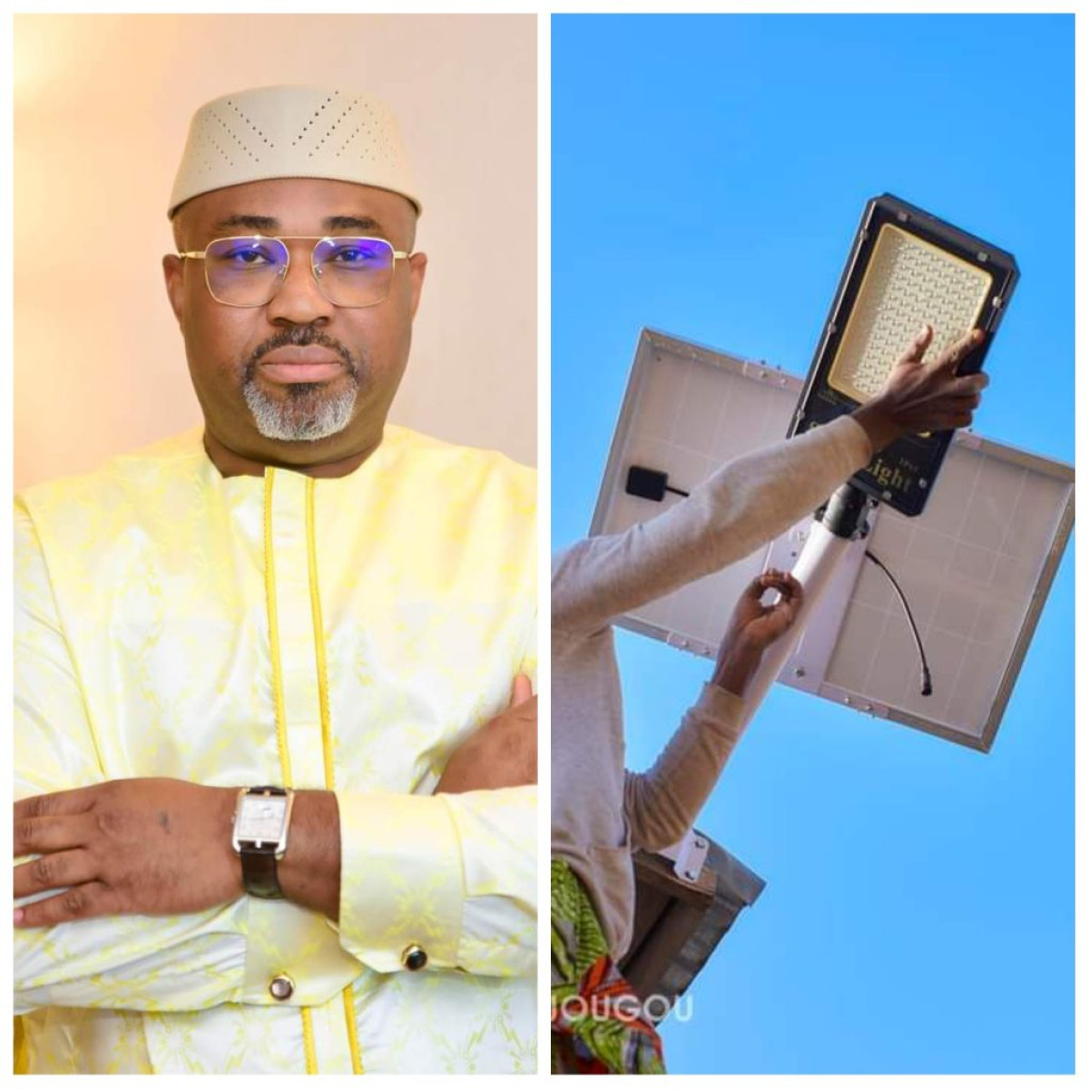NORD-BÉNIN/INSTALLATION DES LAMPADAIRES SOLAIRES À DJOUGOU ET KOUANDÉ : La Fondation Terrien,ne,s de Richard Boni Ouorou réalise un exploit