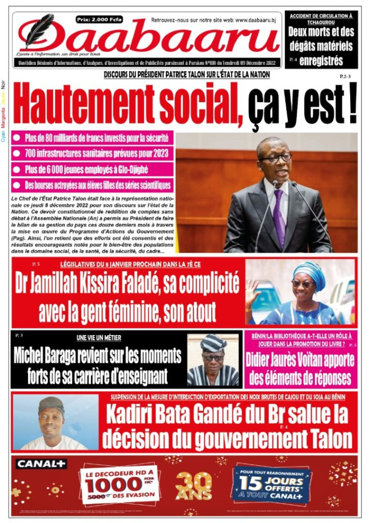 UNE DU VENDREDI 9 DÉCEMBRE 2022