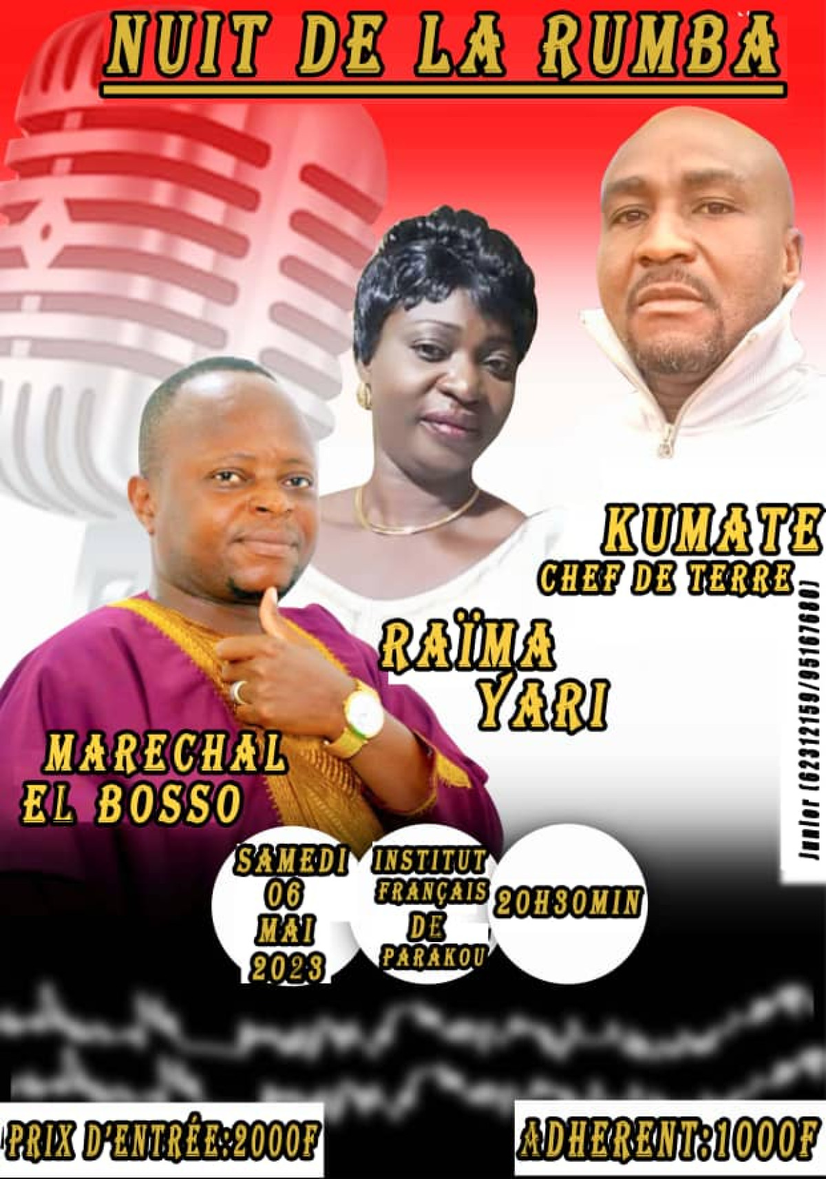 NUIT DE LA RUMBA A L&rsquo;INSTITUT FRANÇAIS DE PARAKOU : Rendez-vous avec Kumaté, Raïma Yari et Maréchal el Bosso le 6 mai prochain