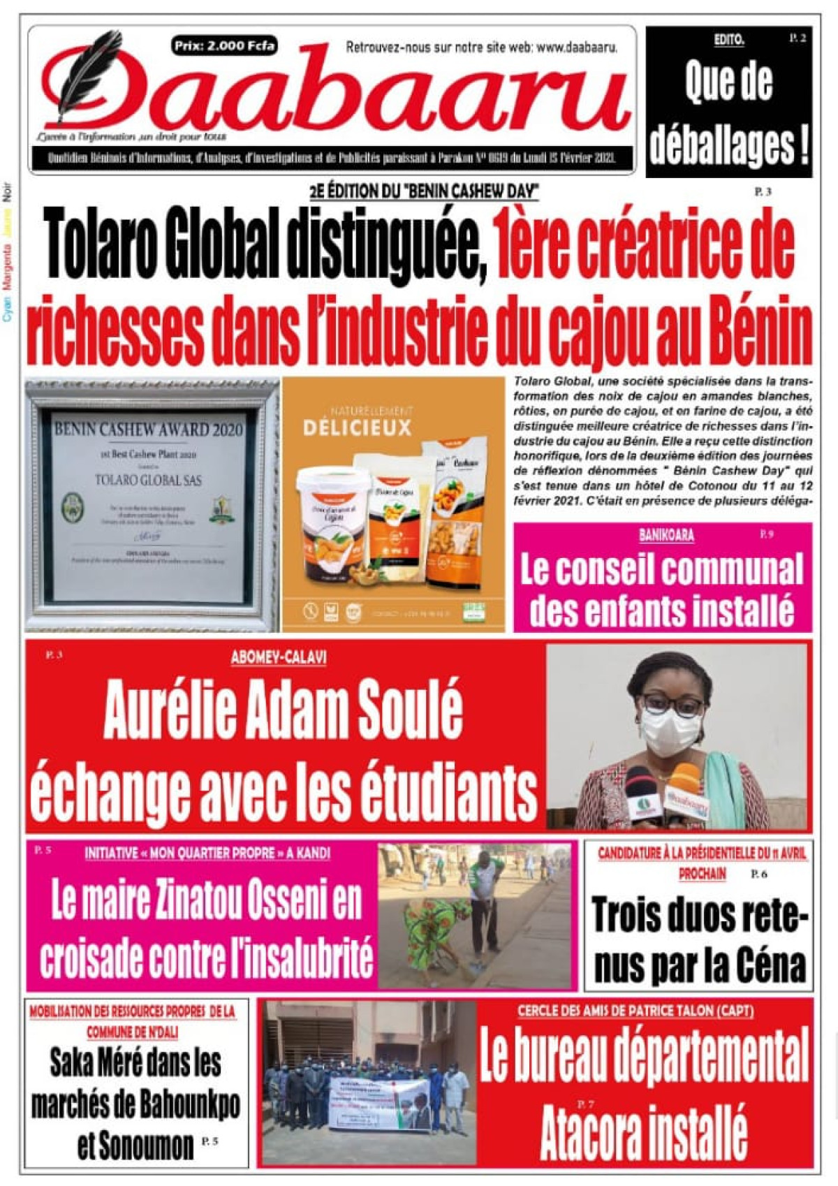 Parution du lundi 15 février 2021