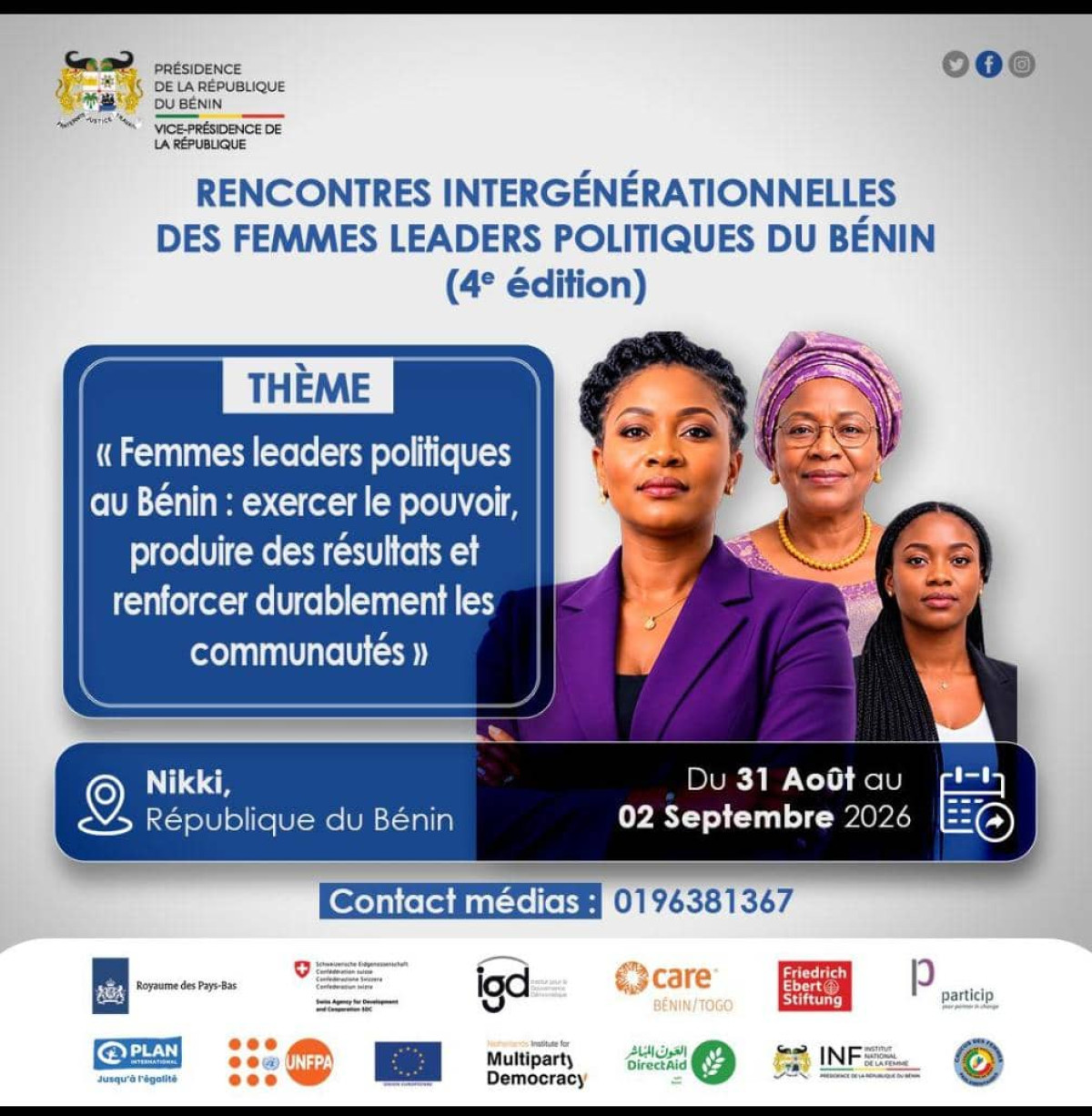 Femmes leaders politiques du Bénin: les rencontres intergénérationnelles démarrent demain à Nikki