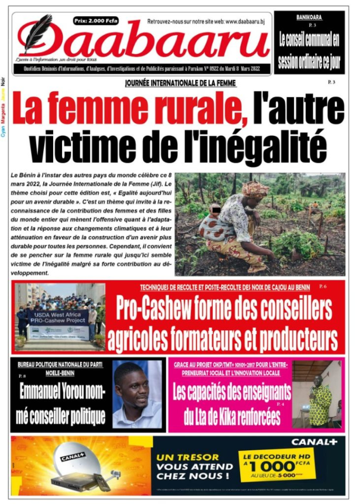 UNE DU MARDI 8 MARS 2022