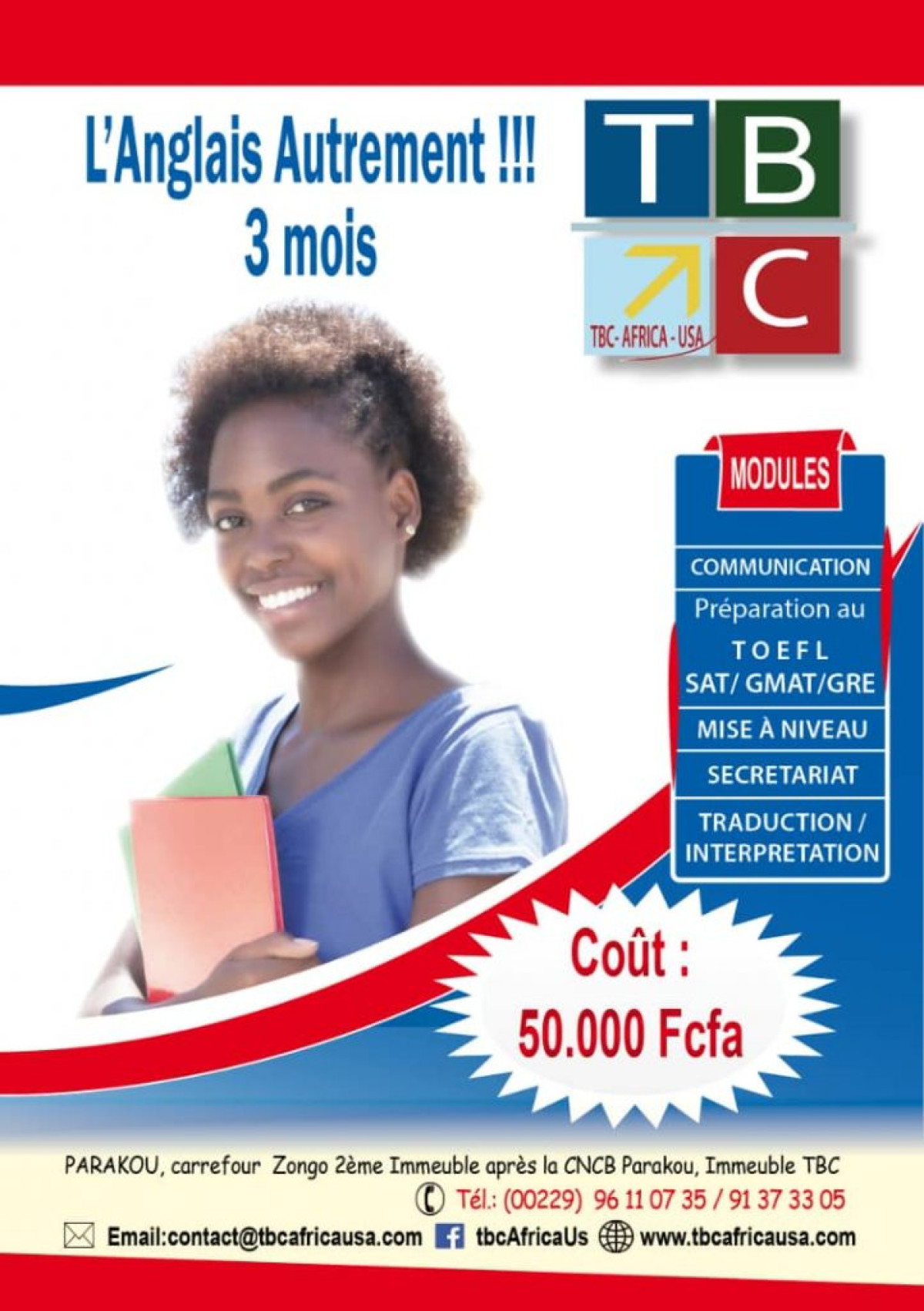 APPRENTISSAGE DE LA LANGUE ANGLAISE A TBC AFRICA USA, La rentrée prévue pour le 04 novembre à Parakou