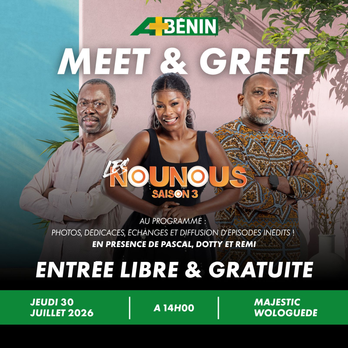 Échange avec des acteurs de la série "Les nounous" au Majestic Wologuèdè:  A+ Bénin invite le public le jeudi