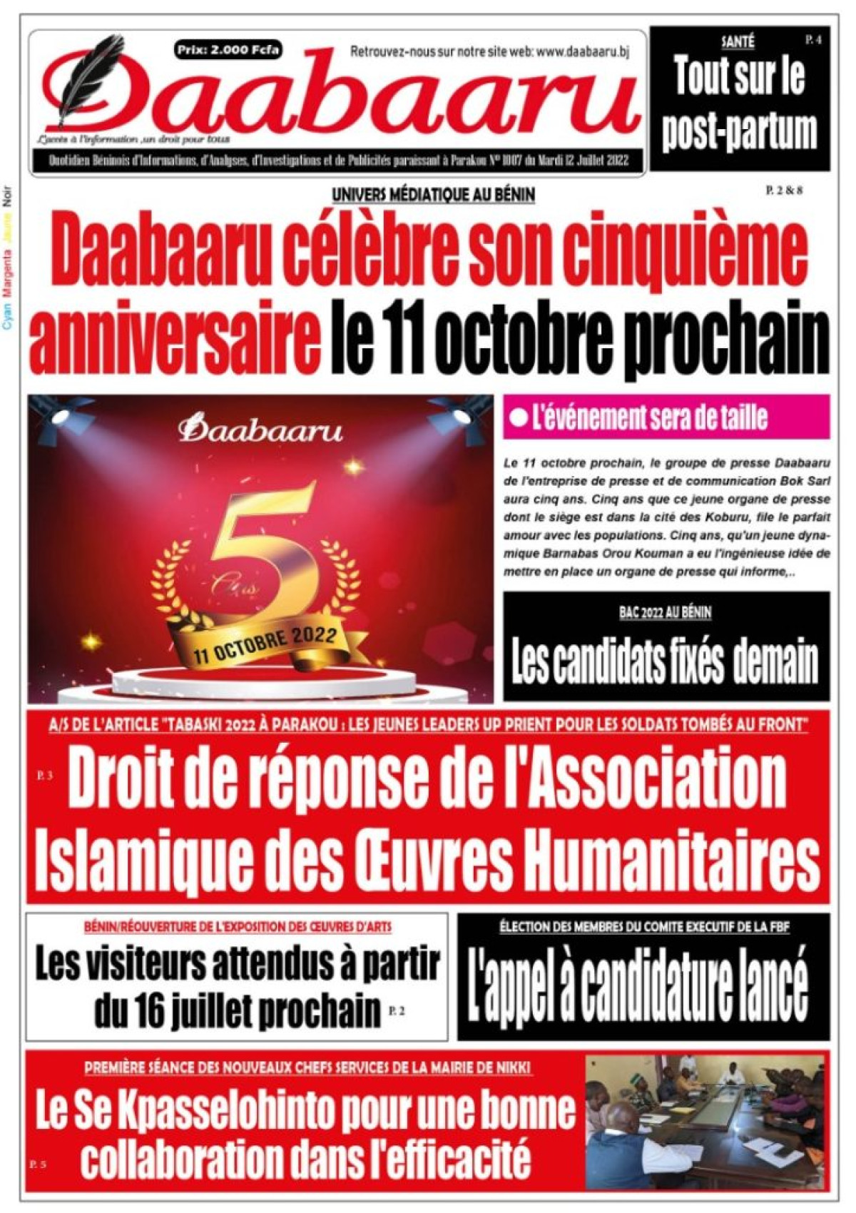 UNE DU MARDI 12 JUILLET 2022