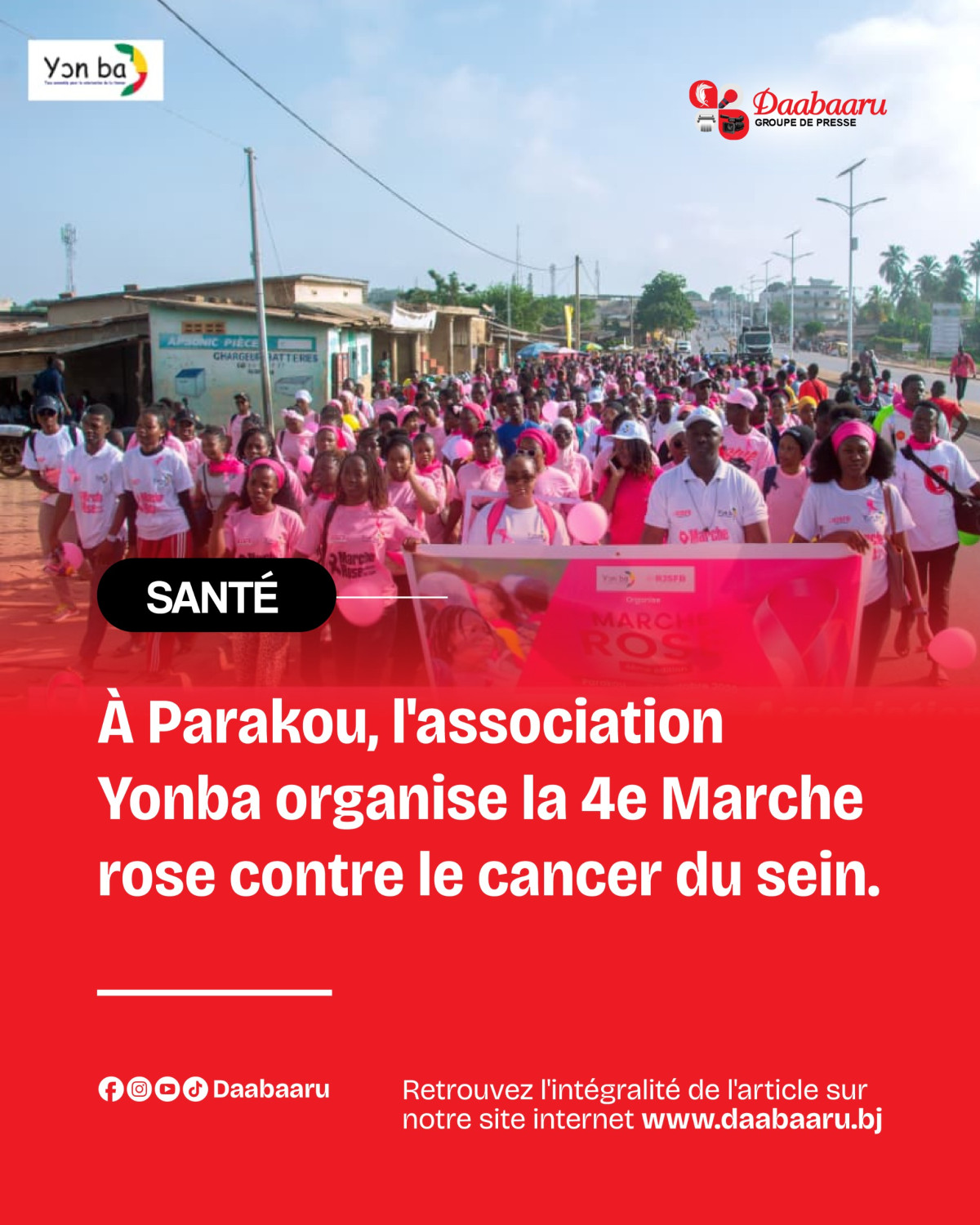 4è édition de la marche rose à Parakou: l'association Yonba dit non au cancer du sein