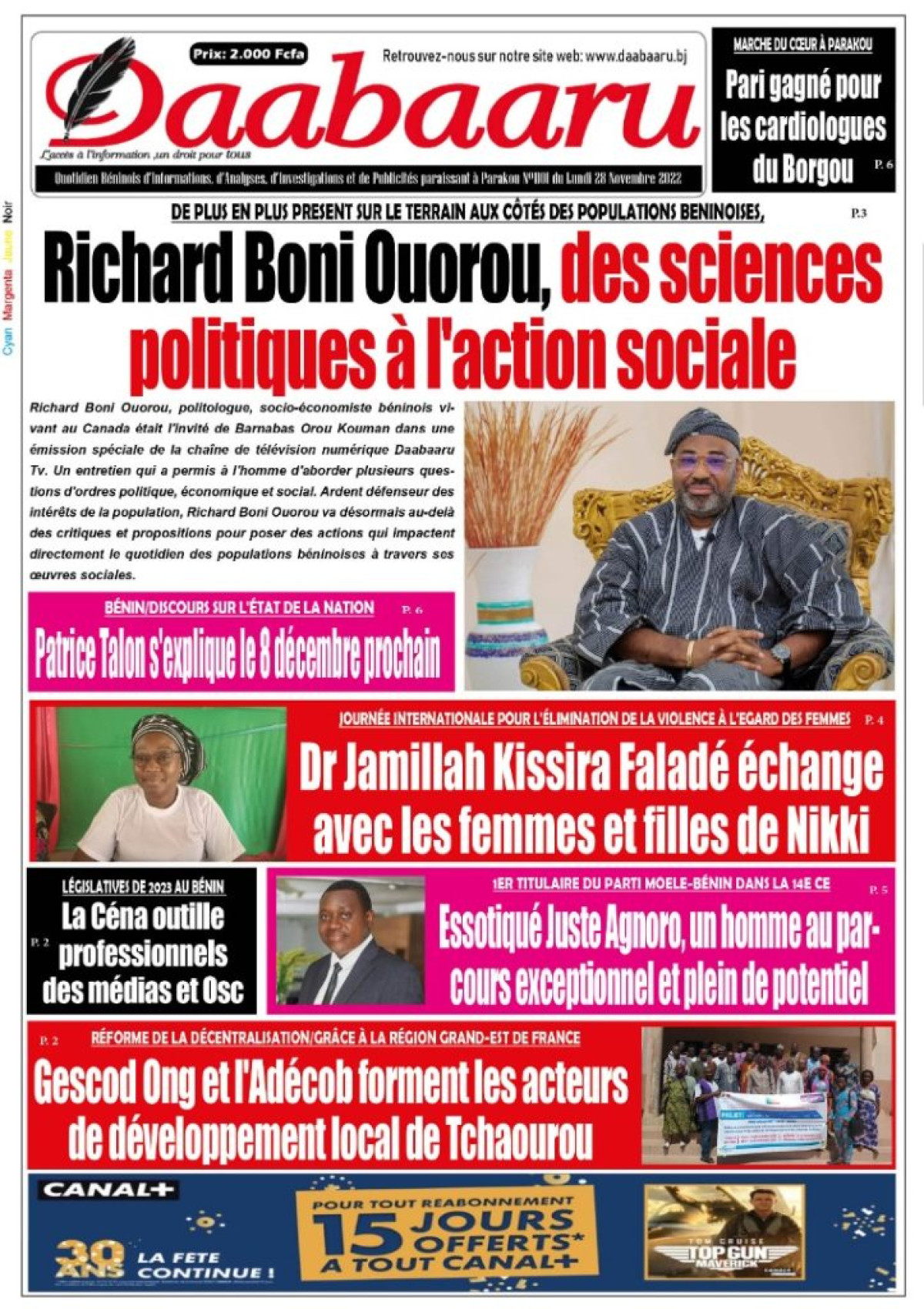 UNE DU LUNDI 28 NOVEMBRE 2022