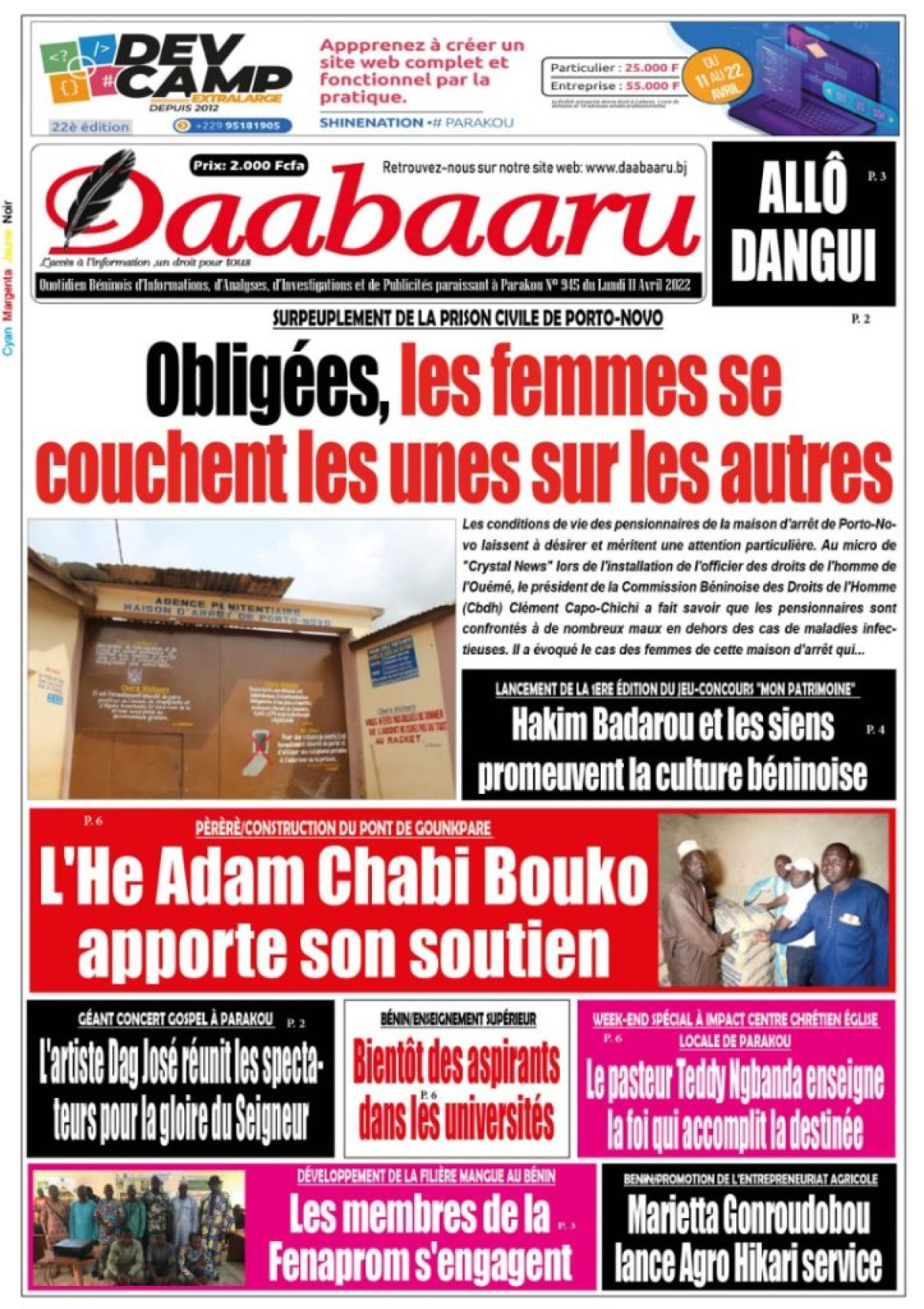 UNE DU LUNDI 11 AVRIL 2022