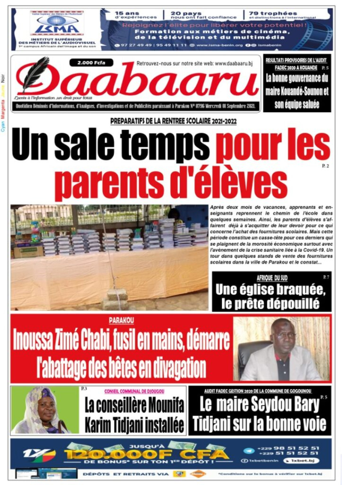 Parution du mercredi 01 septembre 2021