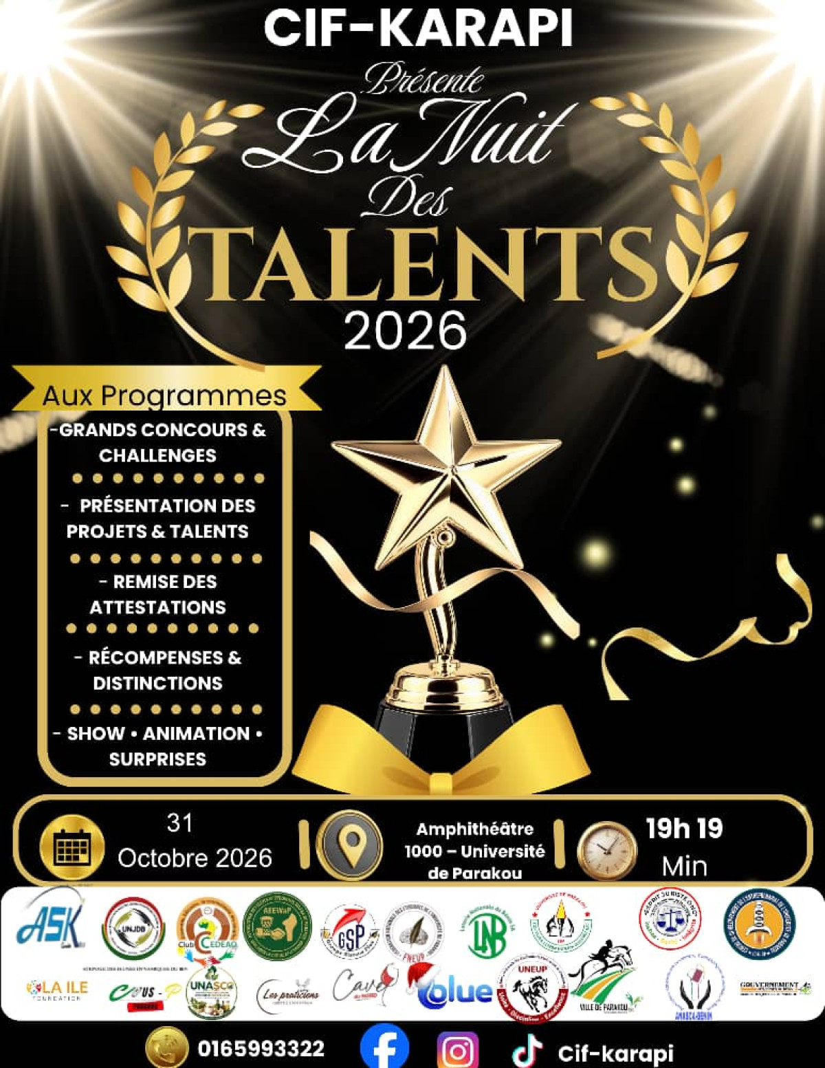 2è édition de la nuit des talents à Parakou: le CIF-KARAPI célèbre les jeunes talents et la formation professionnelle le 31 octobre