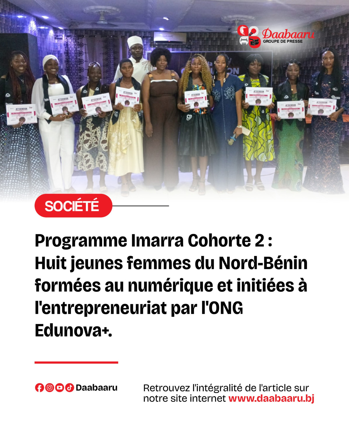 2ème cohorte du programme Imarra de l'ong Edunova+: 8 femmes du Nord-Bénin formées au numérique et initiées à l'entrepreneuriat