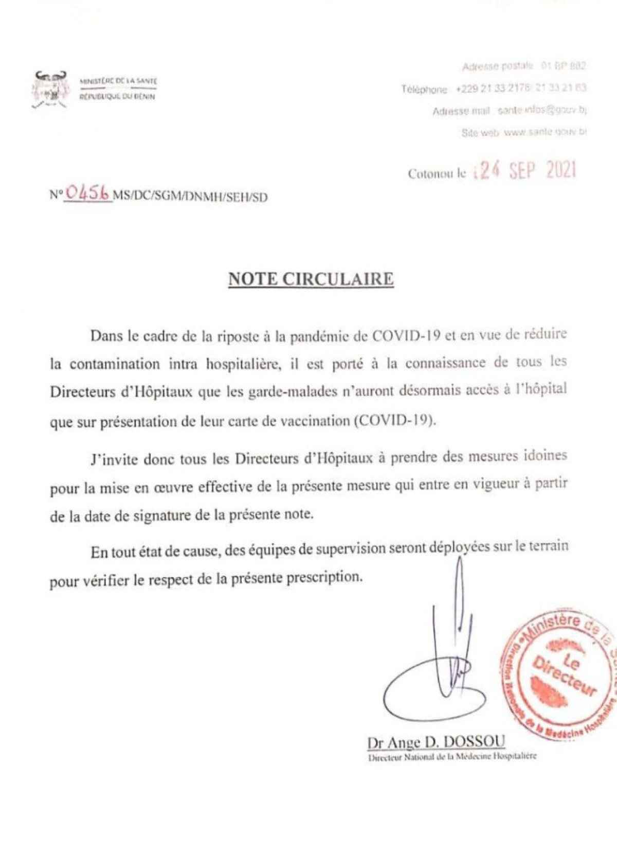 COVID-19 : Les garde-malades sommés de présenter leur carte de vaccination avant l&rsquo;accès à l&rsquo;hôpital