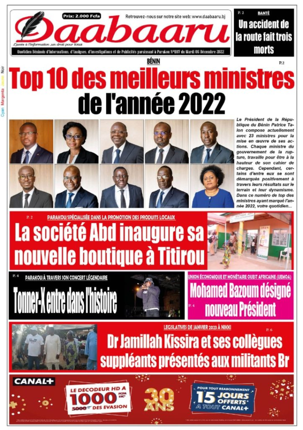 UNE DU MARDI 6 DÉCEMBRE 2022