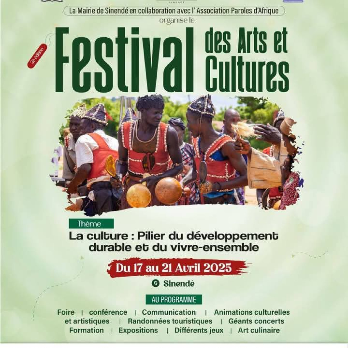Festival des arts et cultures à Sinendé: la mairie vous donne rendez-vous du 17 au 21 avril 
