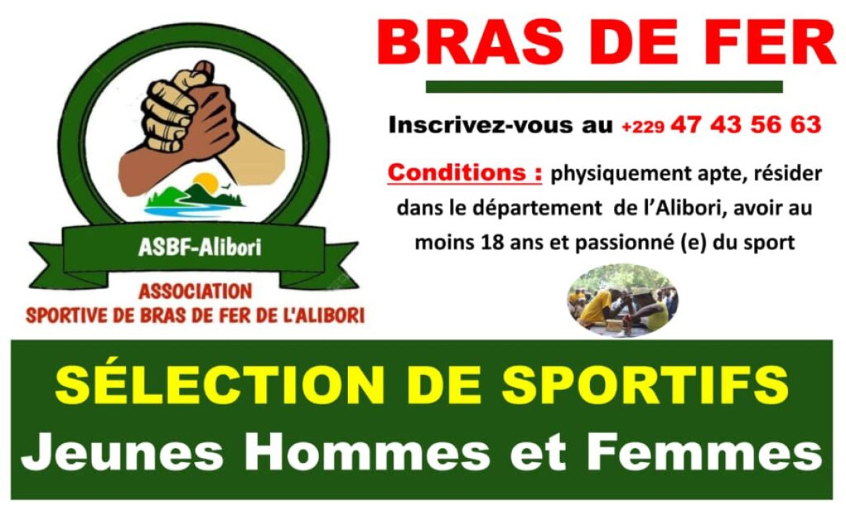 SPORT BRAS DE FER DANS L’ALIBORI : L’Asbf lance une sélection de sportifs . Découvrez les conditions de sélection
